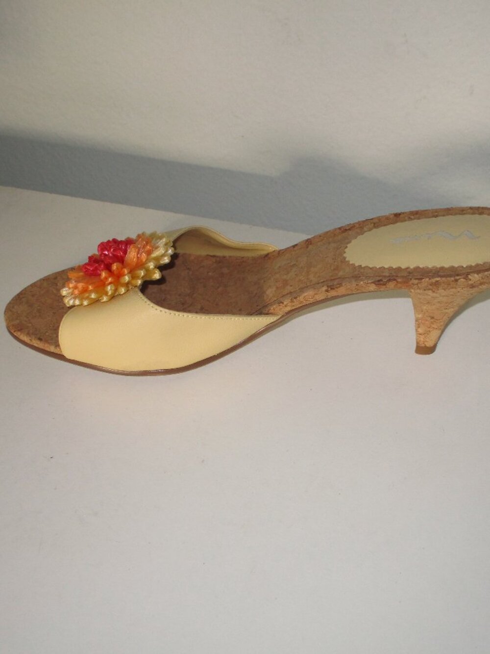 Nina Cream Slide Sandal with Orange-Red Flower Accent - Picture 5 of 8